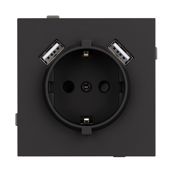 Механизм розетки с USB зарядкой SCT-TENDO-MUAA-SFPL-BK (230V, 16A) (Arlight, Матовый черный) Lednikoff