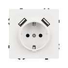 ARL NOBE Розетка зк со шторками с USB тип А+А софт-тач белый кварц SCT-MUAA-SFPL-WH (250V, 16A) (Arlight, -) Lednikoff