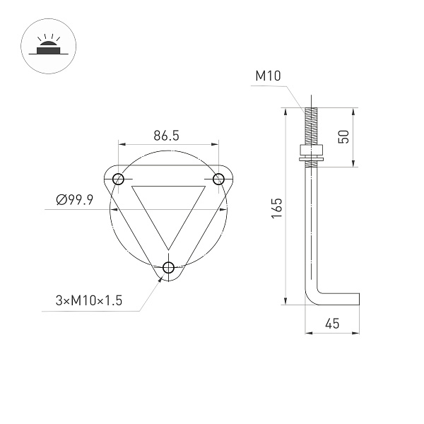 Светильник LGD-GUIDE-BOLL-H1000-20W Warm3500-MIX (GR, 280 deg, 230V) (Arlight, IP65 Металл, 5 лет) Lednikoff