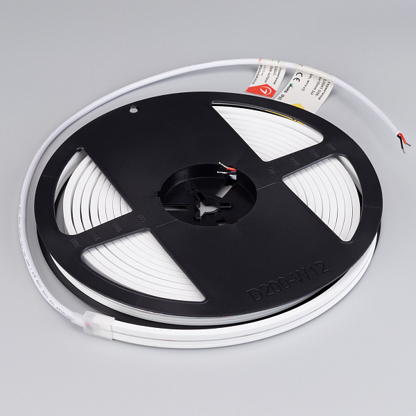 Светодиодная лента герметичная MOONLIGHT-SIDE-A168-4x10mm 24V Warm3000 (7.2 W/m, IP65, 5m, wire x2) (Arlight, Вывод прямой, 3 года)