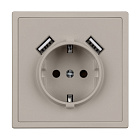 ARL NOBE Розетка зк со шторками с USB тип А+А софт-тач кашемир SCT-MUAA-SFPL-CA (250V, 16A) (Arlight, -) Lednikoff