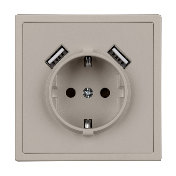 ARL NOBE Розетка зк со шторками с USB тип А+А софт-тач кашемир SCT-MUAA-SFPL-CA (250V, 16A) (Arlight, -) Lednikoff