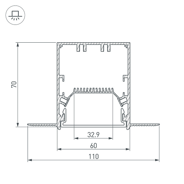 Профиль SL-LINIA55-FANTOM-2000 ANOD (Arlight, Алюминий) Lednikoff