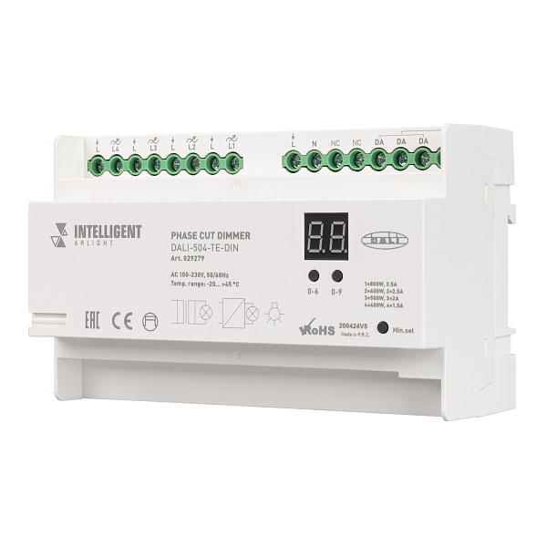 INTELLIGENT ARLIGHT Диммер DALI-504-TE-DIN(230V, 4x2A) (IARL, -) Lednikoff