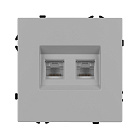 ARL NOBE Розетка телефонная двойная софт-тач никель SCT-MTL2-SFPL-IS (2хRJ-11, 4C) (Arlight, -) Lednikoff