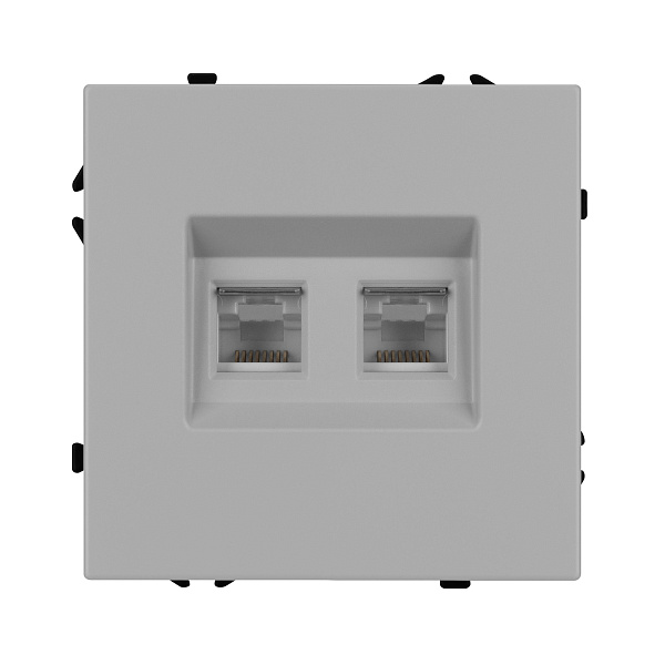 ARL NOBE Розетка телефонная двойная софт-тач никель SCT-MTL2-SFPL-IS (2хRJ-11, 4C) (Arlight, -) Lednikoff