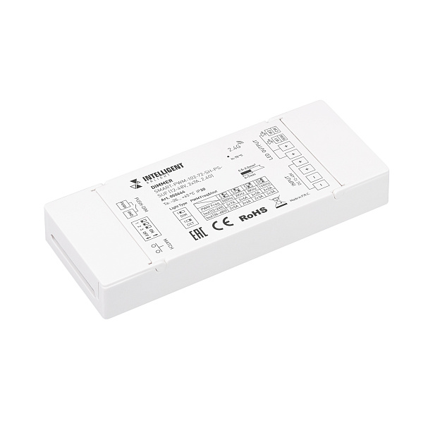 INTELLIGENT ARLIGHT Диммер SMART-PWM-102-72-SH-PS-SUF (12-48V, 2x7A, 2.4G) (IARL, IP20 Пластик, 5 лет) Lednikoff