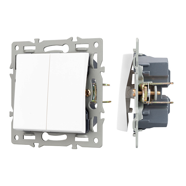 Механизм выключателя двухклавишный проходной SWT-MKP2-PL-WH (250V, 16A) (Arlight, -) Lednikoff