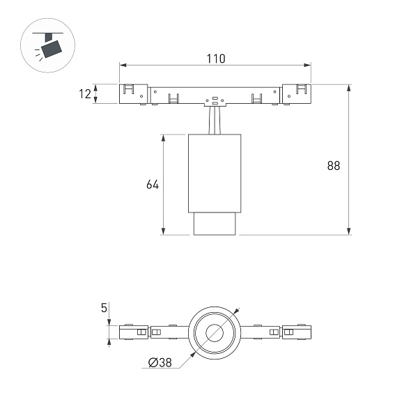 Светильник MAG-MICROCOSM-SPOT-ZOOM-R38-5W Warm3000 (BK, 10-55 deg, 24V) (Arlight, IP20 Металл, 5 лет)