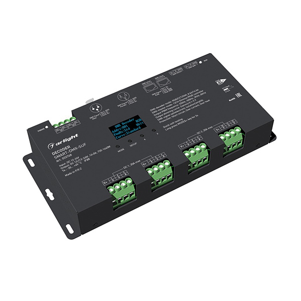 Декодер SMART-DMX-SUF (12-24V, 12x5A, XLR3, RJ45) (Arlight, IP20 Металл, 5 лет) Lednikoff
