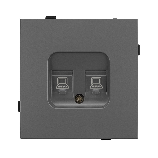 Механизм компьютерной розетки двойной SCT-TENDO-MPC2-SFPL-GR (RJ-45, CAT6) (Arlight, Матовый графитовый) Lednikoff