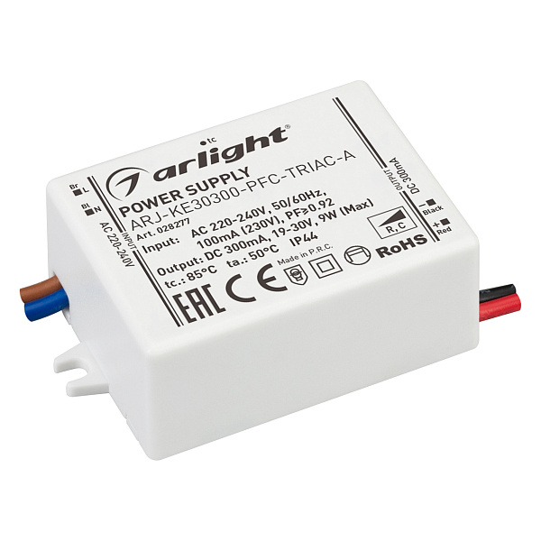Блок питания ARJ-KE30300-PFC-TRIAC-A (9W, 300mA) (Arlight, IP44 Пластик, 5 лет) Lednikoff