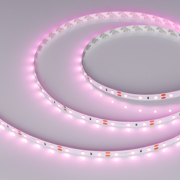 Светодиодная лента RT-A60-8mm 12V Pink (4.8 W/m, IP20, 2835, 5m) (Arlight, 4.8 Вт/м, IP20) Lednikoff