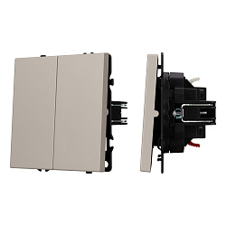 ARL NOBE Выключатель проходной 2 кл софт-тач кашемир SWT-MKP2-SFPL-CA (250V, 10A) (Arlight, -)