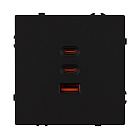 ARL NOBE USB Розетка тип А+С+С софт-тач черный оникс SCT-MUACC-SFPL-FC-BK (65W, QC3) (Arlight, -) Lednikoff