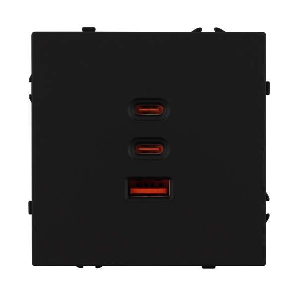 ARL NOBE USB Розетка тип А+С+С софт-тач черный оникс SCT-MUACC-SFPL-FC-BK (65W, QC3) (Arlight, -) Lednikoff