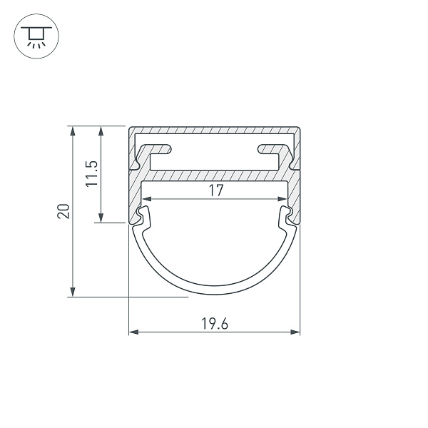 Профиль ARH-WIDE-B-H20-2000 ANOD (Arlight, Алюминий) Lednikoff