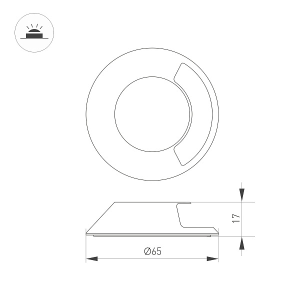 Накладка ART-DECK-CAP-LID1-R65 (SL, STEEL) (Arlight, Металл) Lednikoff