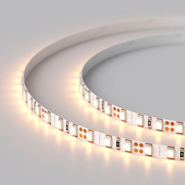 Светодиодная лента RT-A120-5mm 12V Warm2400 (9.6 W/m, IP20, 2835, 5m) (Arlight, 9.6 Вт/м, IP20) Lednikoff