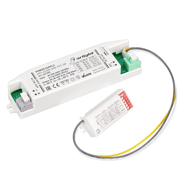 Блок питания SPV-42300-SDE-PFC (19W, 28-42V, 300mA, 5.8GHz) (Arlight, IP20 Пластик, 5 лет) Lednikoff