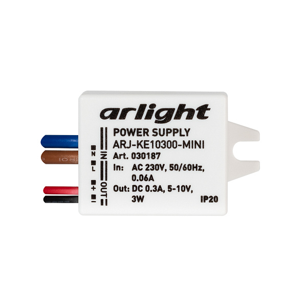 Блок питания ARJ-KE10300-MINI (3W, 300mA) (Arlight, IP20 Пластик, 5 лет) Lednikoff