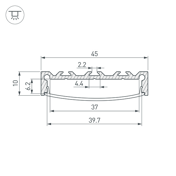 Профиль LINE-4510-2000 ANOD (Arlight, Алюминий) Lednikoff