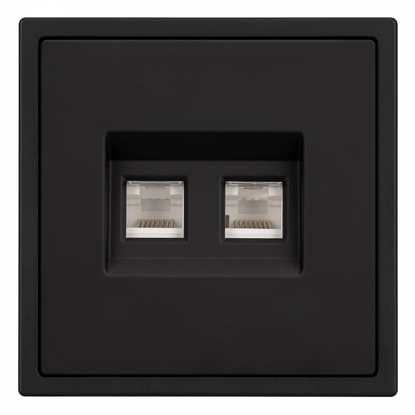 ARL NOBE Розетка компьютерная двойная софт-тач черный оникс SCT-MPC2-SFPL-BK (2хRJ-45, CAT6) (Arlight, -) Lednikoff