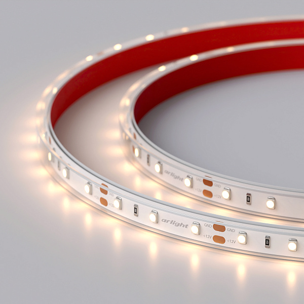 Светодиодная лента RTW 2-5000PGS 12V Warm (3528, 300 LED, LUX) (Arlight, 4.8 Вт/м, IP67) Lednikoff
