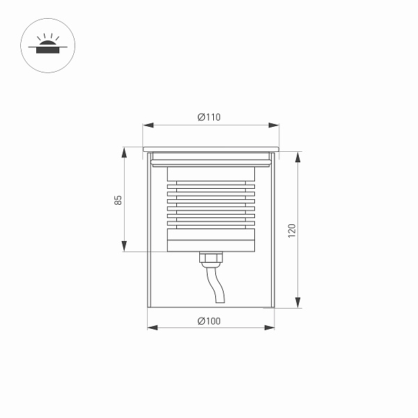 Светильник LTD-GROUND-R110-15W Warm3000 (SL, 20 deg, 230V) (Arlight, IP67 Металл, 3 года) Lednikoff
