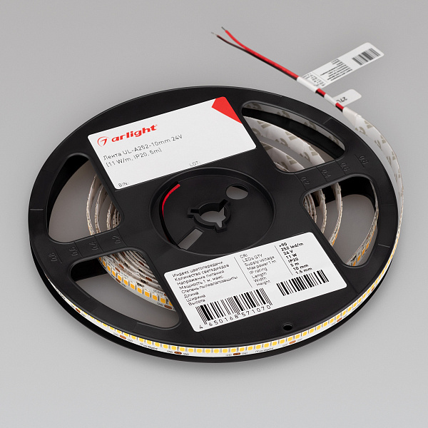 Светодиодная лента UL-A252-10mm 24V Warm2700 (11 W/m, IP20, 5m) (Arlight, 7 лет) Lednikoff