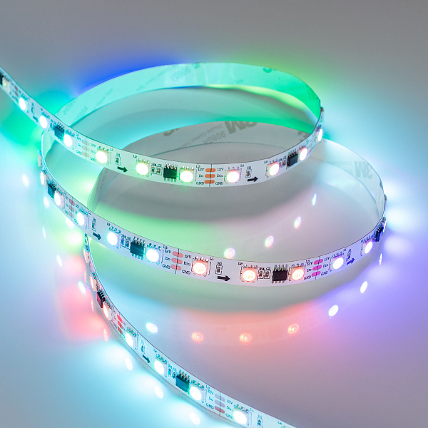Светодиодная лента SPI-5000-5060-60 12V Cx3 RGB (10mm, 14.4W/m, IP20) (Arlight, бегущий огонь) Lednikoff
