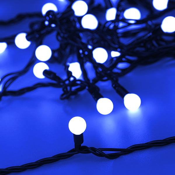 Светодиодная гирлянда ARD-BALL-CLASSIC-D13-5000-BLACK-50LED BLUE (230V, 3.5W) (Ardecoled, IP65) Lednikoff