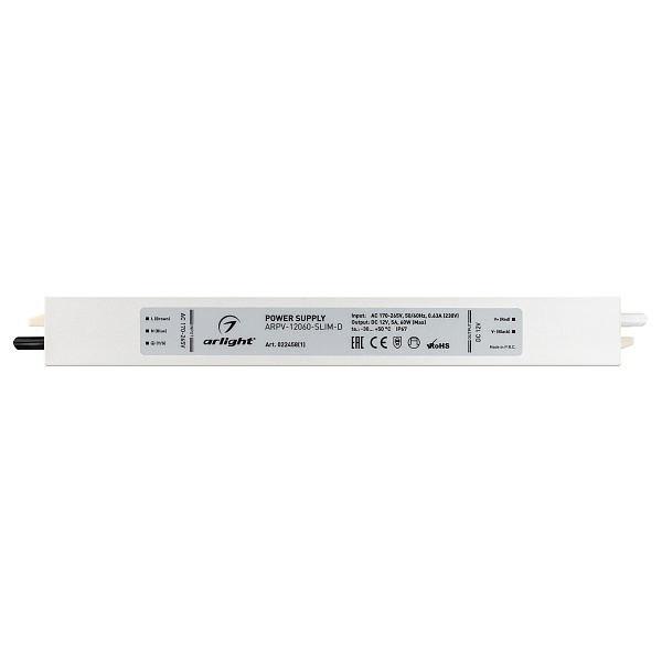 Блок питания ARPV-12060-SLIM-D (12V, 5A, 60W) (Arlight, IP67 Металл, 3 года) Lednikoff