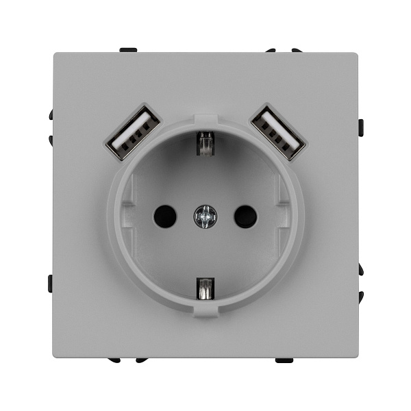 ARL NOBE Розетка зк со шторками с USB тип А+А софт-тач никель SCT-MUAA-SFPL-IS (250V, 16A) (Arlight, -) Lednikoff