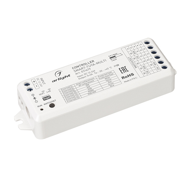Контроллер SMART-TUYA-MULTI (12-24V, 5x3A, RGB-MIX, 2.4G) (Arlight, IP20 Пластик, 5 лет) Lednikoff