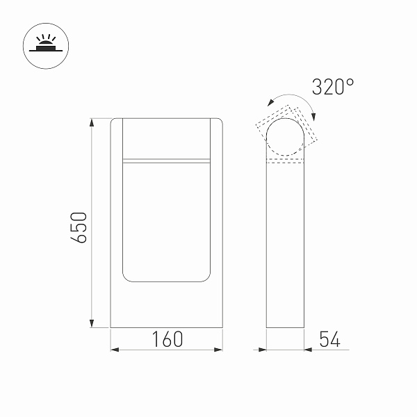 Светильник LGD-PATH-FRAME-ROTARY-H650-6W Warm3000 (GR, 111 deg, 230V) (Arlight, IP65 Металл, 3 года) Lednikoff