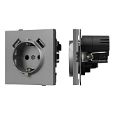 Механизм розетки с USB зарядкой SCT-TENDO-MUAA-PL-GR (230V, 16A) (Arlight, Графитовый)