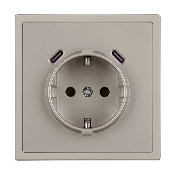 ARL NOBE Розетка зк со шторками с USB тип C+С софт-тач кашемир SCT-MUCC-SFPL-CA (250V, 16A) (Arlight, -) Lednikoff