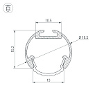 Профиль ROUND-D18-2000 ANOD (Arlight, Алюминий) Lednikoff