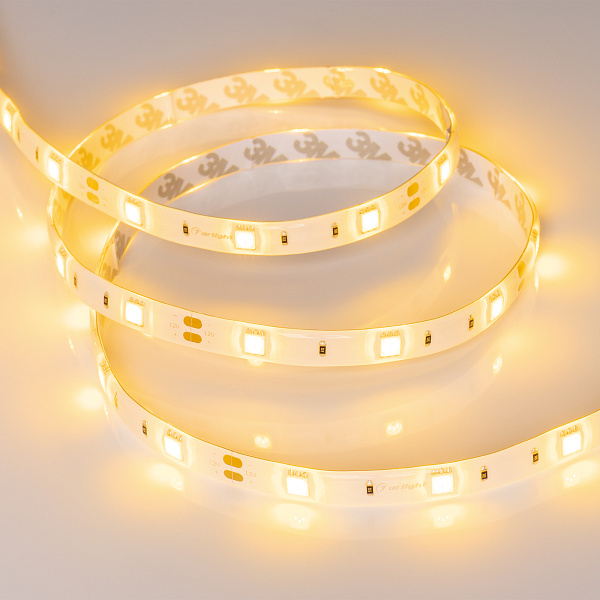 Светодиодная лента RTW 2-5000SE 12V Yellow (5060, 150 LED, LUX) (Arlight, 7.2 Вт/м, IP65) Lednikoff