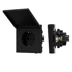 Механизм розетки влагозащищённый SCT-TENDO-MCP-SFPL-BK (230V, 16A) (Arlight, Матовый черный)