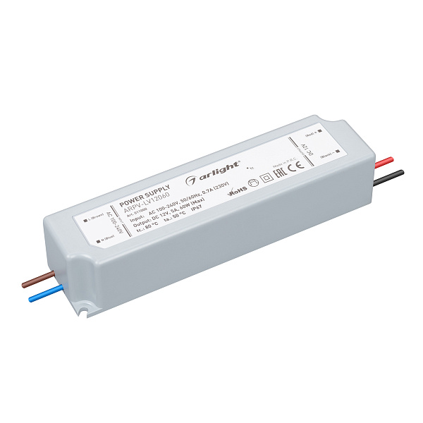 Блок питания ARPV-LV12060 (12V, 5.0A, 60W) (Arlight, IP67 Пластик, 2 года) Lednikoff