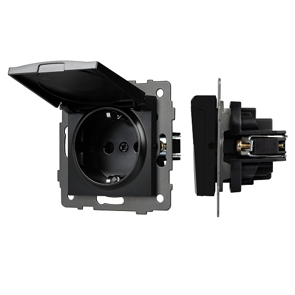 Механизм розетки влагозащищённый SCT-MCP-PL-BK-V (250V, 16A) (Arlight, -) Lednikoff