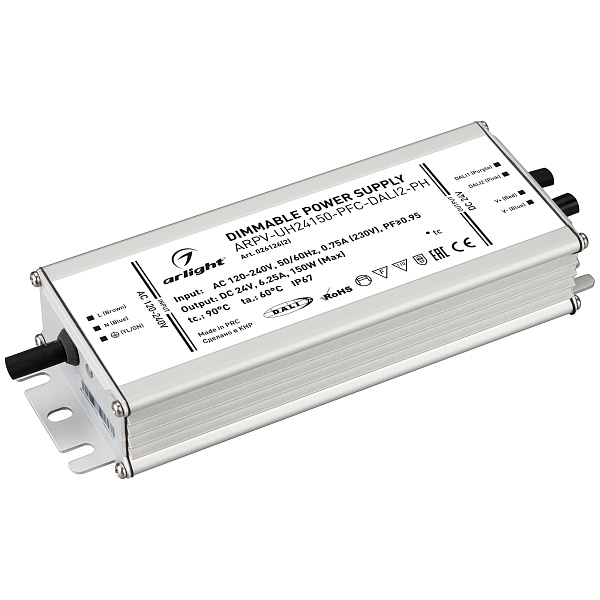 Блок питания ARPV-UH24150-PFC-DALI2-PH (24V, 6.3A, 150W) (Arlight, IP67 Металл, 7 лет) Lednikoff