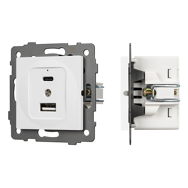 Механизм USB розетки SCT-MUAC-PL-WH-V (5V, 3A, QC4) (Arlight, -) Lednikoff