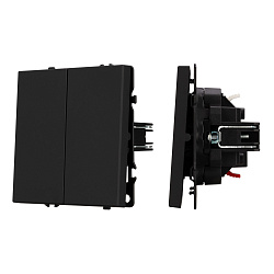 ARL NOBE Выключатель проходной 2 кл софт-тач черный оникс SWT-MKP2-SFPL-BK (250V, 10A) (Arlight, -)