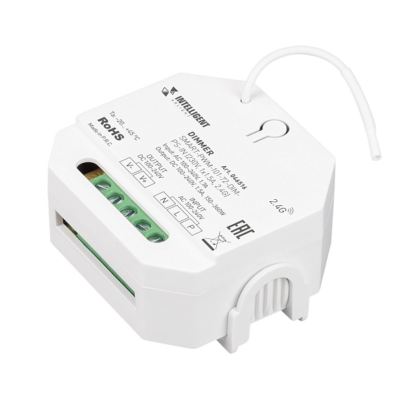INTELLIGENT ARLIGHT Диммер SMART-PWM-101-72-DIM-PS-IN (230V, 1x1.5A, 2.4G) (IARL, IP20 Пластик, 5 лет) Lednikoff