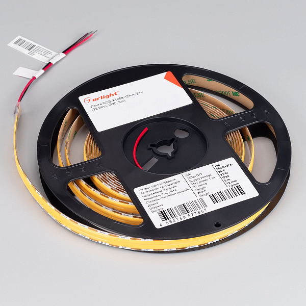 Светодиодная лента COB-X1088-12mm 24V Warm3000 (22 W/m, IP20, 5m) (Arlight, 5 лет) Lednikoff