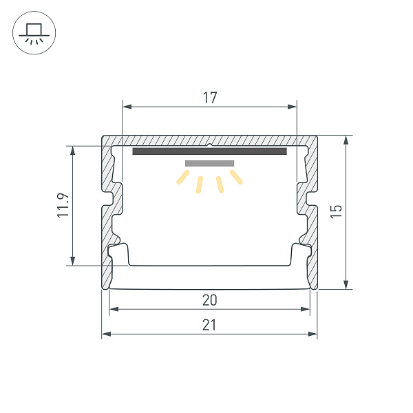 Профиль FANTOM-BENT-W21-TOP-2000 ANOD (Arlight, Алюминий) Lednikoff