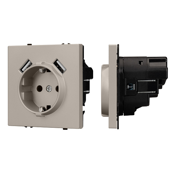 Механизм розетки с USB зарядкой SCT-NOBE-MUAA-SFPL-CA (230V, 16A) (Arlight, Кашемир) Lednikoff